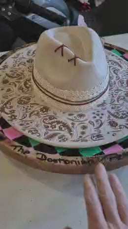 The Bostonian Peach: Hand-Etched Custom Paisley Western Fedora